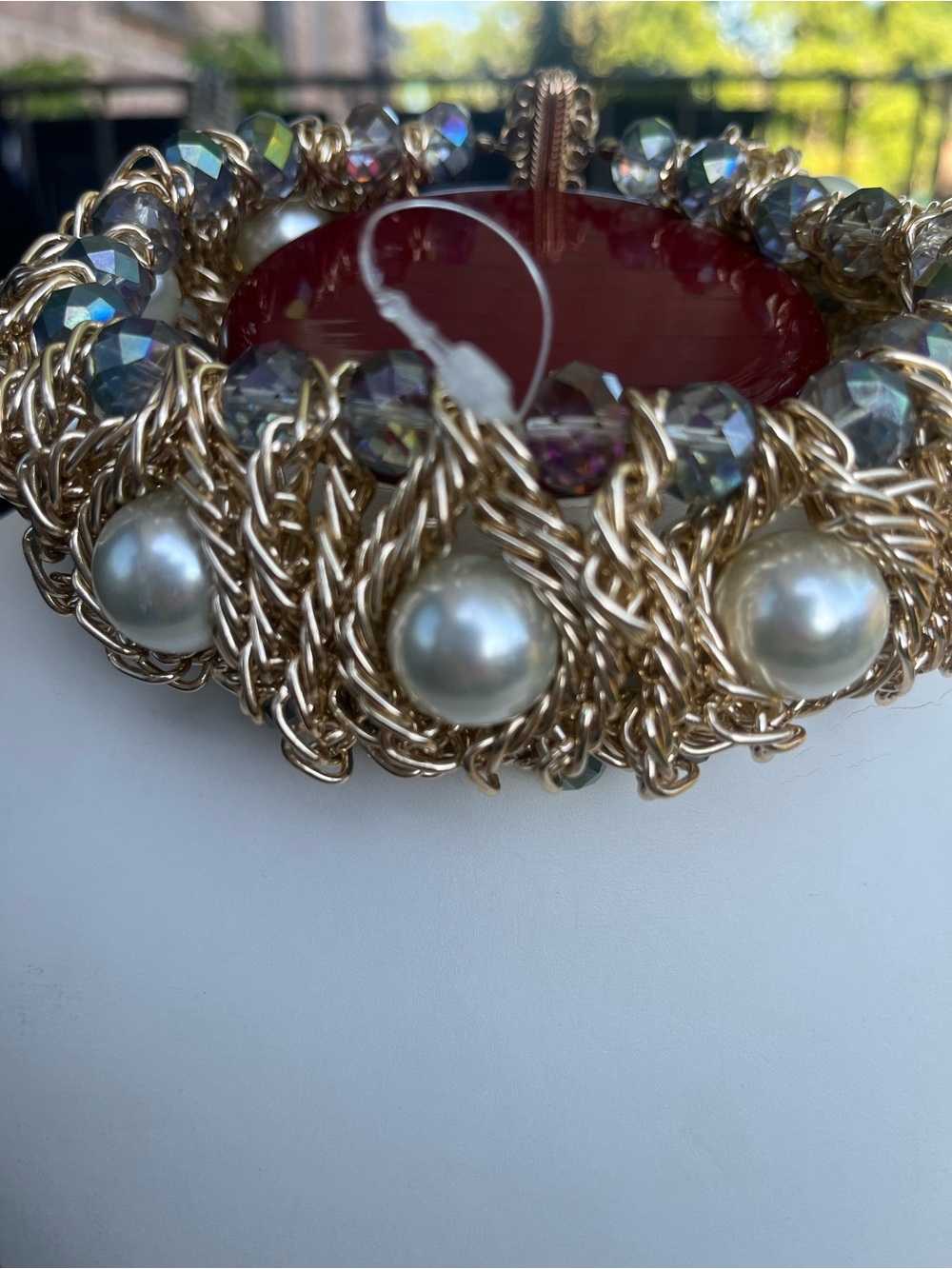 Gold-Tone Pearl & Crystal Statement choker/necklace